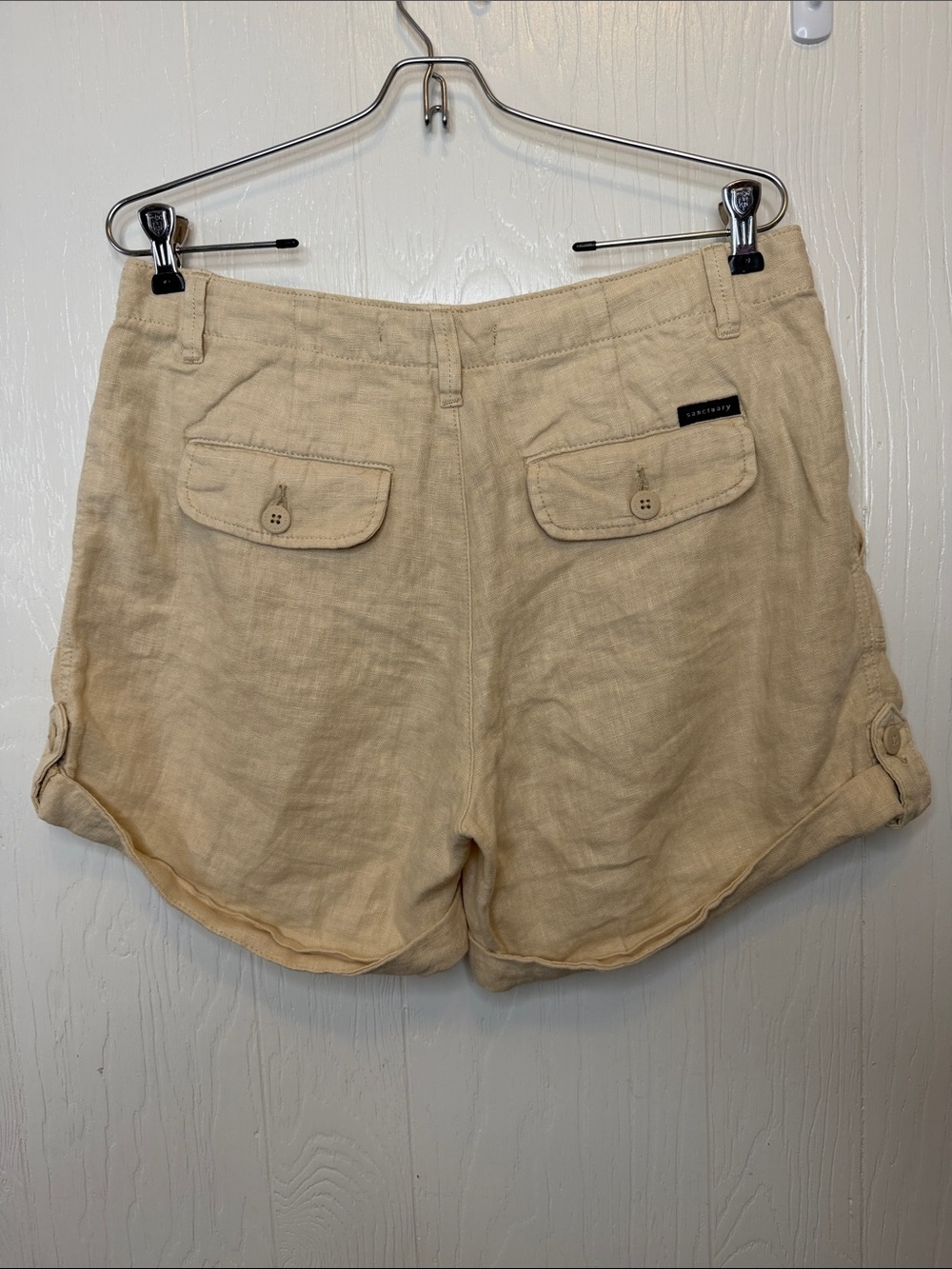 Sanctuary Light Cream 100% Linen Shorts 28 - Picture 3 of 4